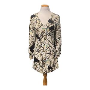 Wayf Geometric and Floral Print Long Sleeve Shift
